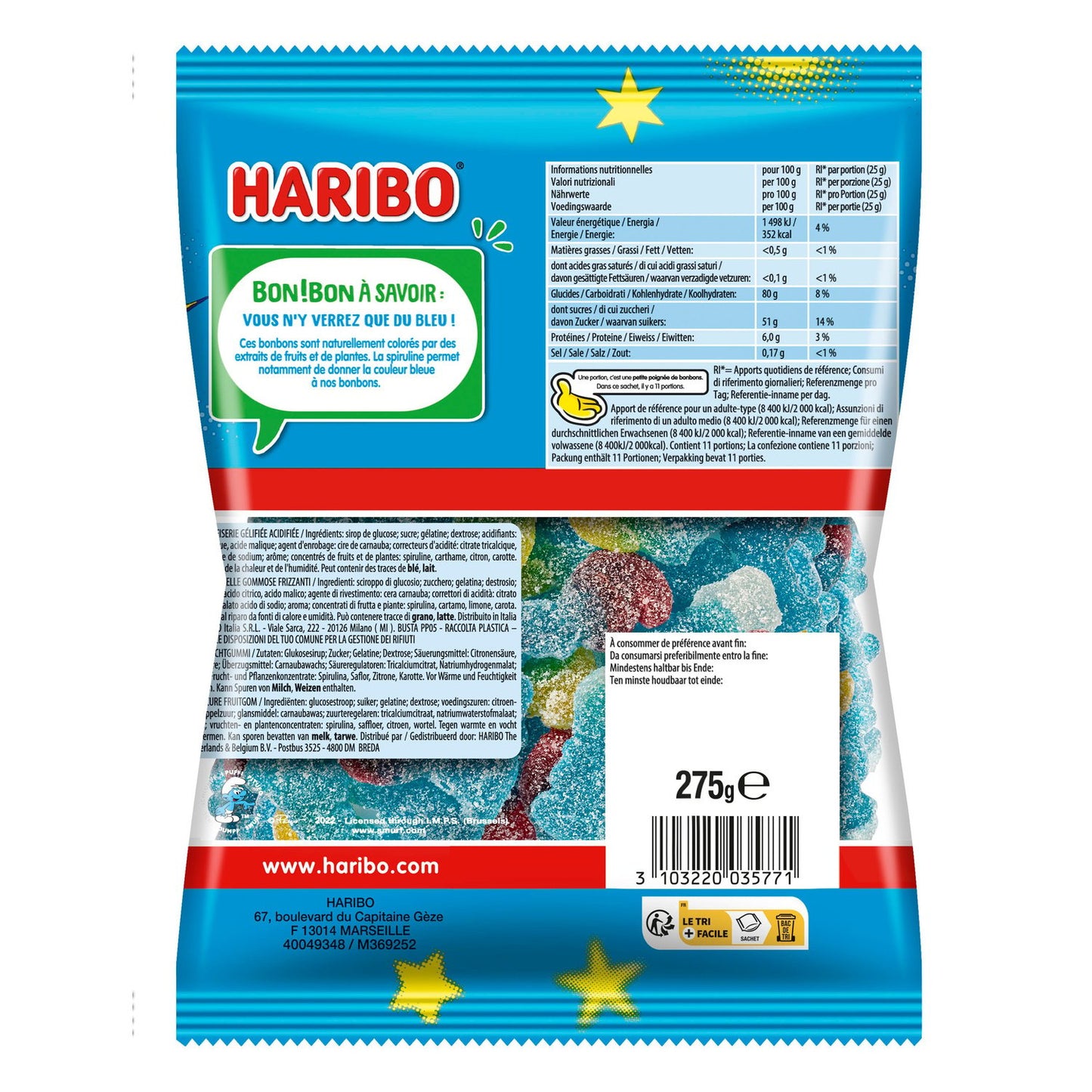 Haribo Smurfs Pik Sweets 275g