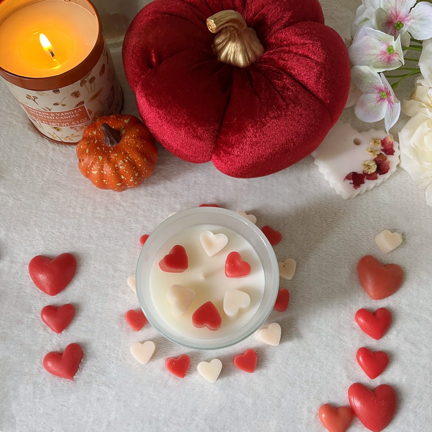 Bougie artisanale coeurs