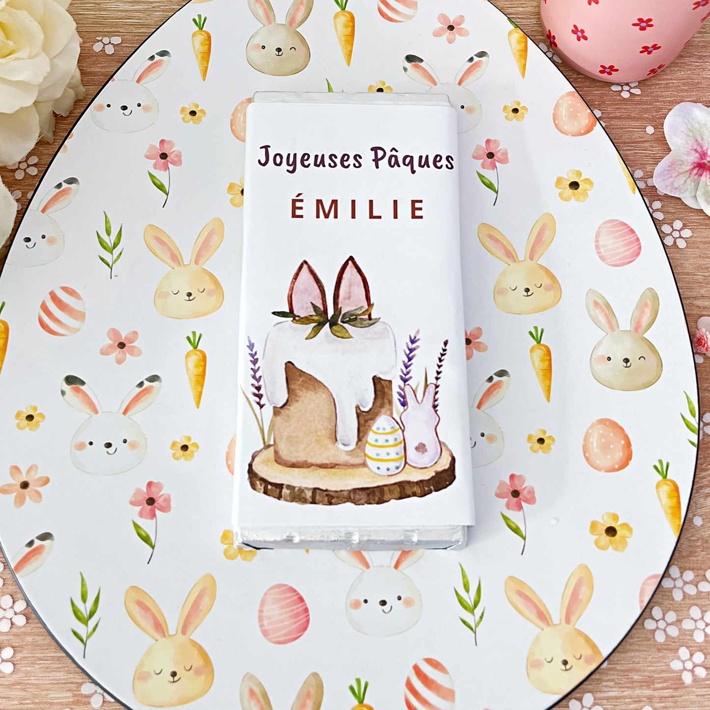 Chocolat personnalisé Joyeuses Pâques