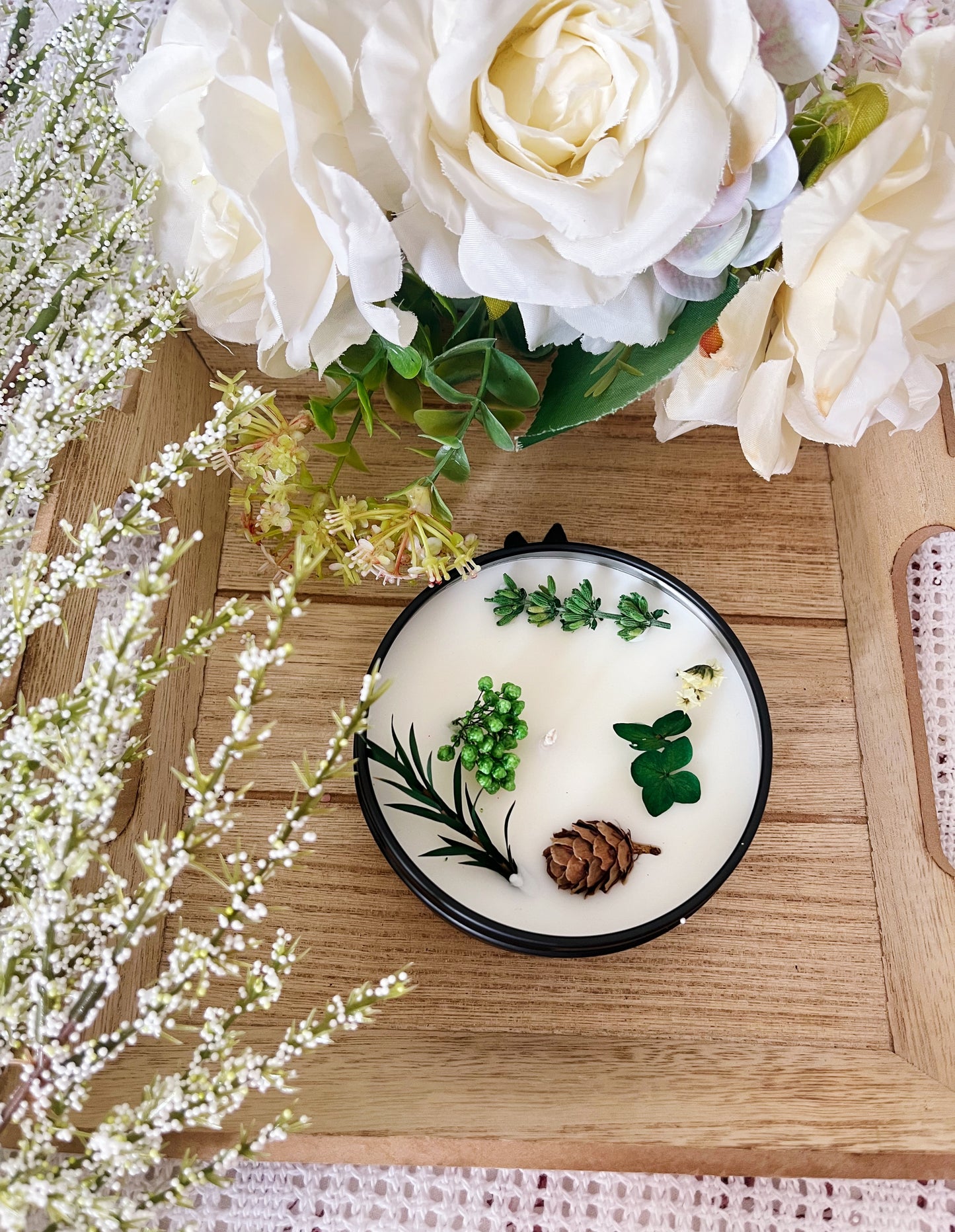Coffret bougie fleurs séchées