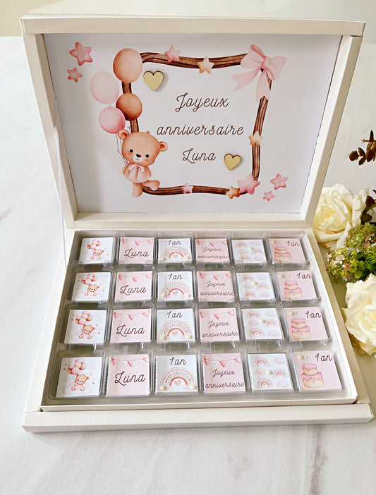 Boîte de chocolats personnalisée anniversaire fille
