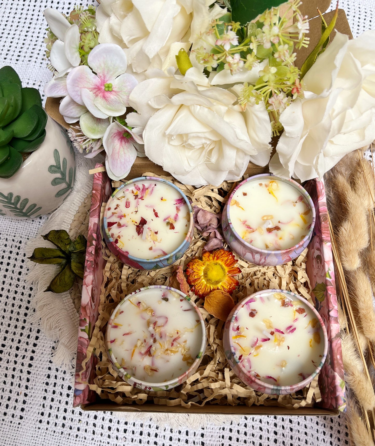 Coffret bougies fleurs séchées