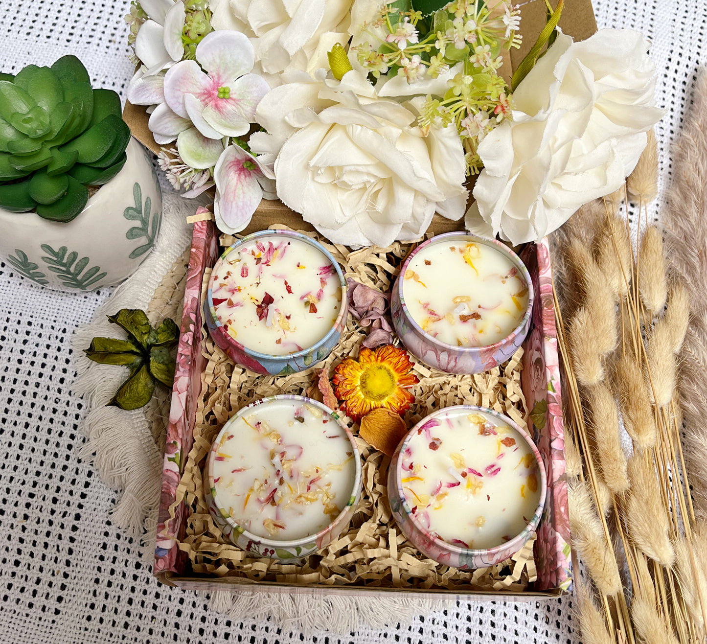 Coffret bougies fleurs séchées