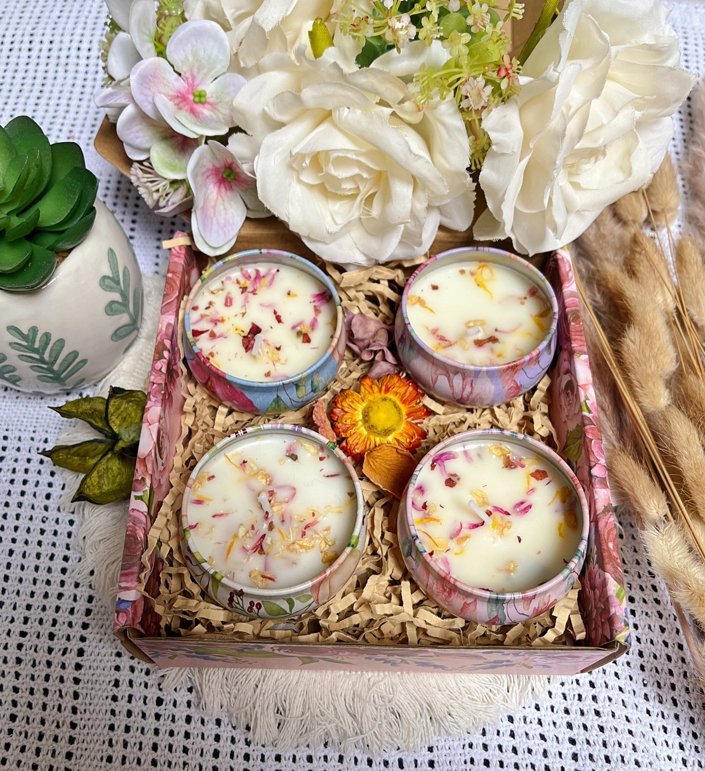 Coffret bougies fleurs séchées