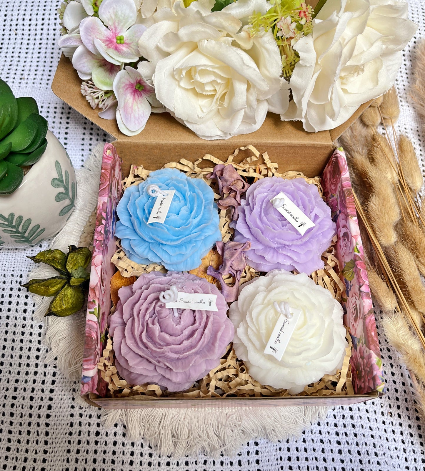 Coffret bougies fleurs
