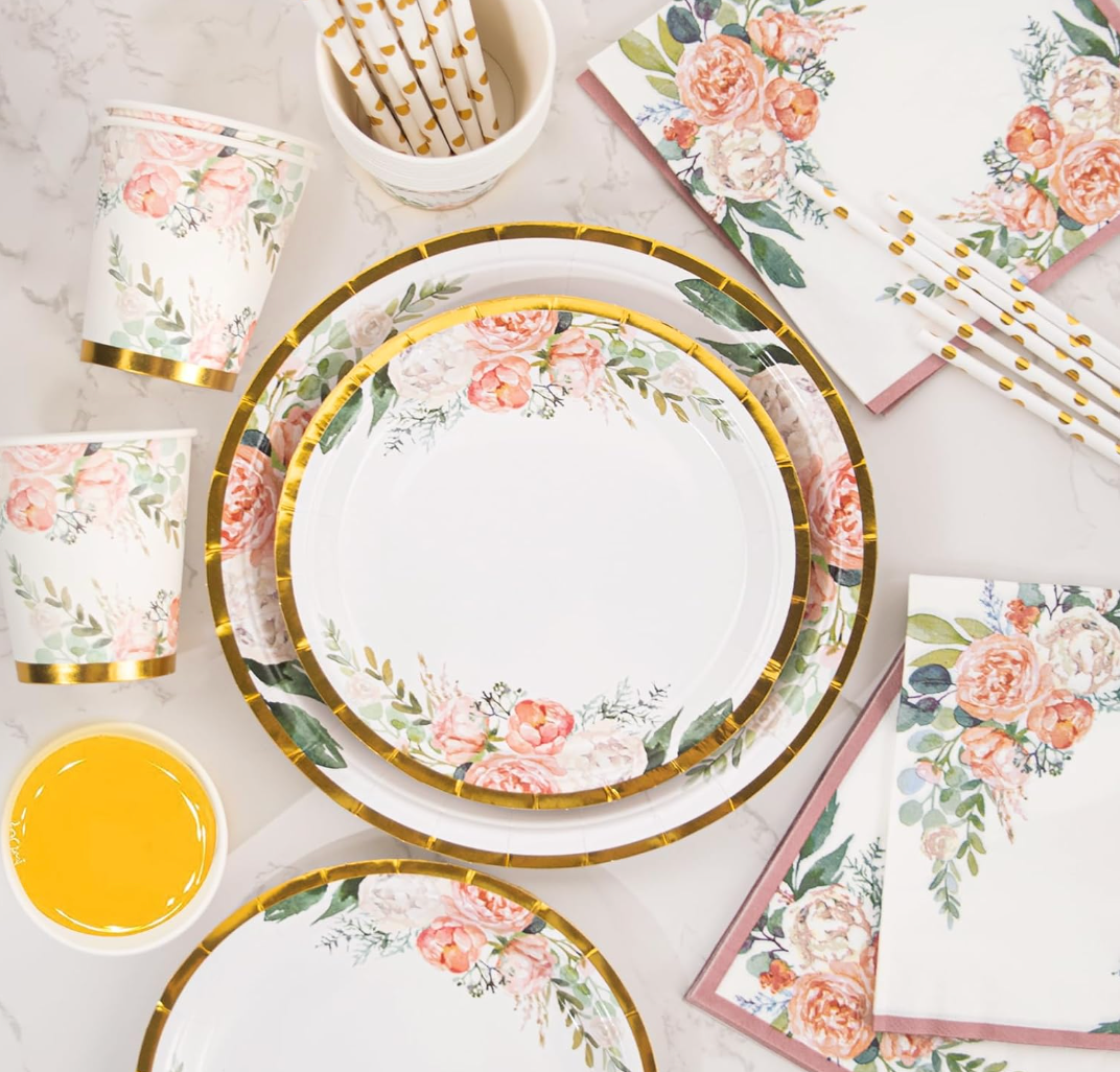 Kit de vaisselle fleuri 125 Pcs