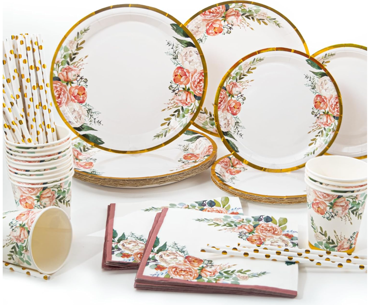 Kit de vaisselle fleuri 125 Pcs