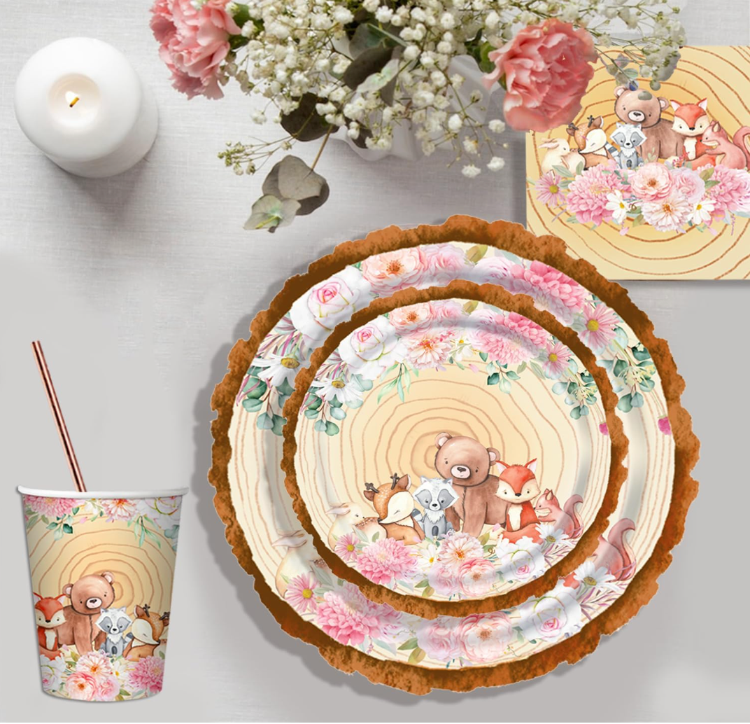Kit de vaisselle de fĂȘte animaux 120 Pcs