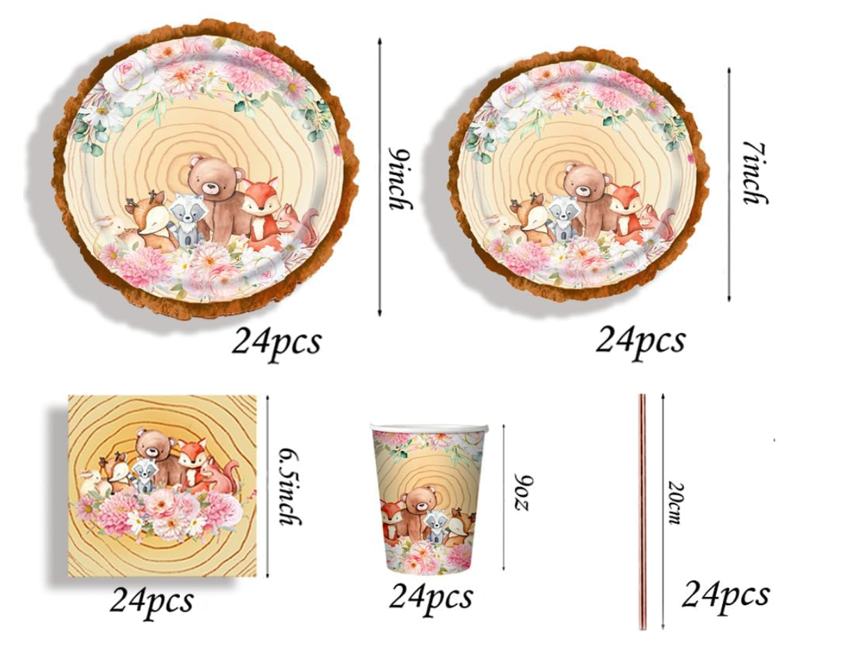 Kit de vaisselle de fĂȘte animaux 120 Pcs