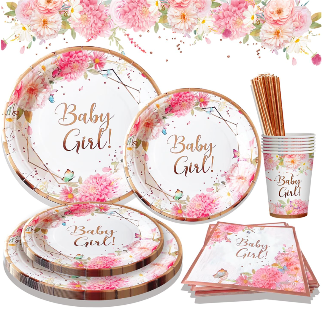 Kit de vaisselle de fĂȘte baby girl rose