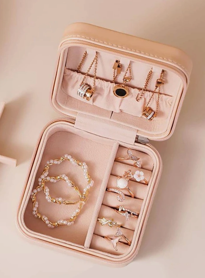 Boîte à bijoux rose personnalisée coffret