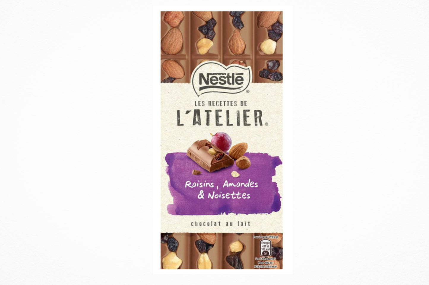 NESTLE chocolat au lait raisins, amandes et noisettes