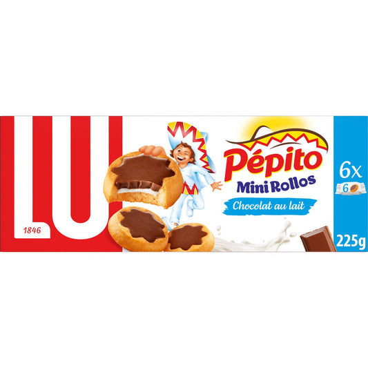 Mini Rollos Pepito LU filled and Coated Biscuits With Milk Chocolate