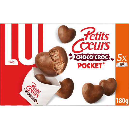 LU Choco'Croc Pocket Little Hearts Milk Chocolate Coated Biscuits