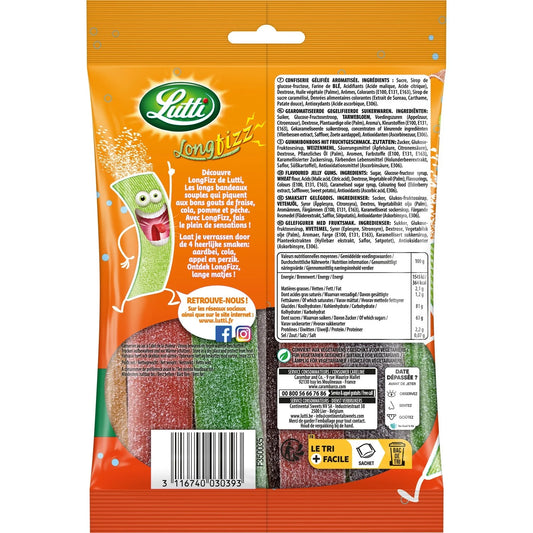 Lutti Longfizz Sour Fruit Candies 200g