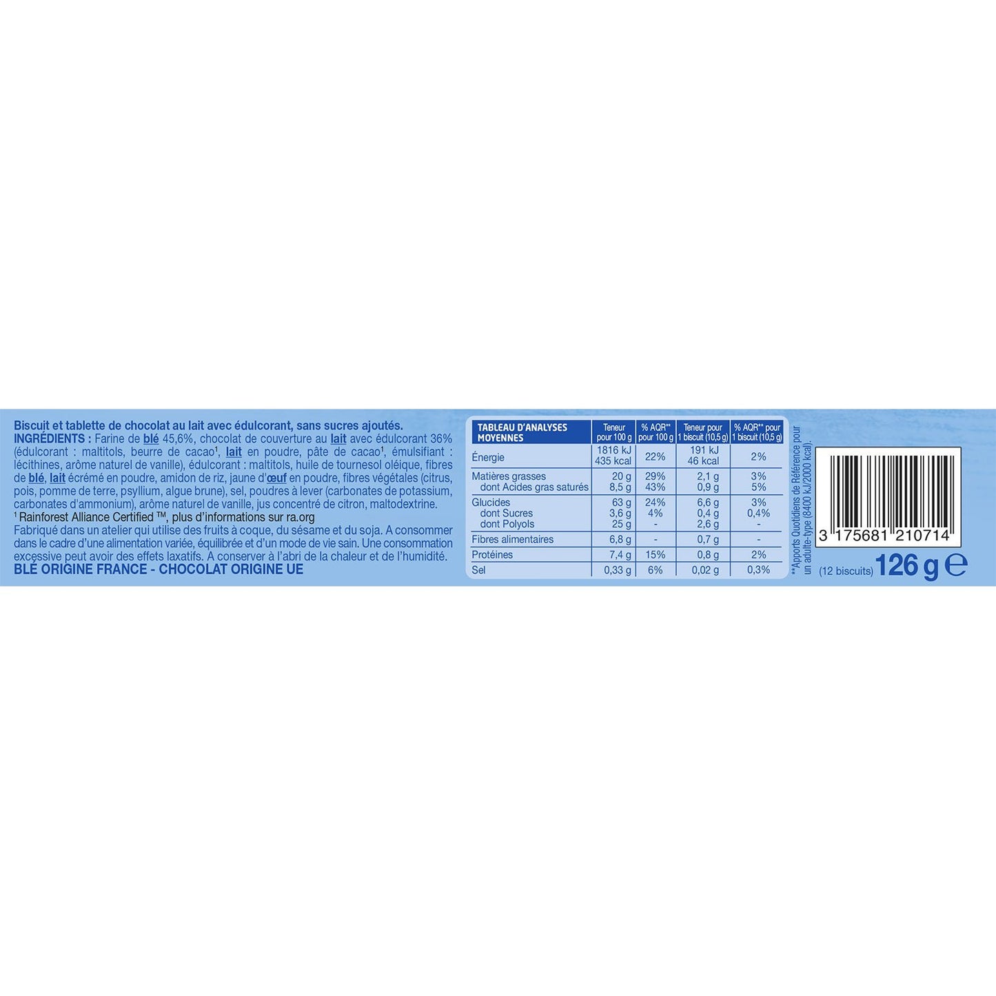 GERBLE Milk Chocolate Biscuit With no Added Sugar
