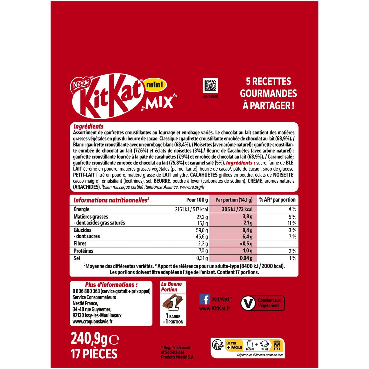 KitKat Mini Mix - Milk Chocolate Bars 240g