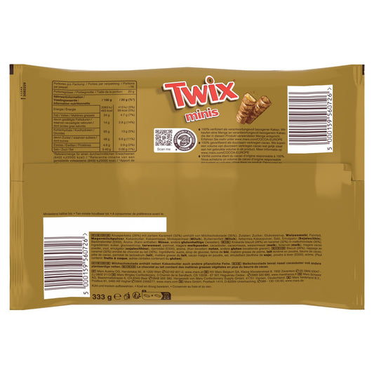 Twix Caramel Mini Chocolate Bars 15x -333g