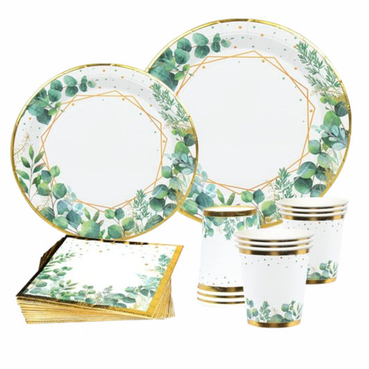 Gold Leaf Party Tableware Kit