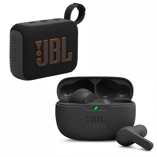 JBL Bluetooth speaker and JBL wireless headphones