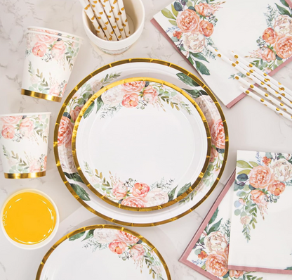 Kit de vaisselle fleuri 125 Pcs
