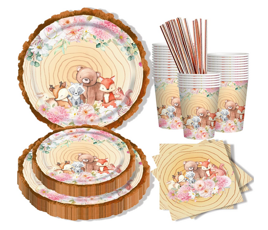 Kit de vaisselle de fête animaux 120 Pcs