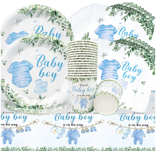 Baby boy party tableware kit