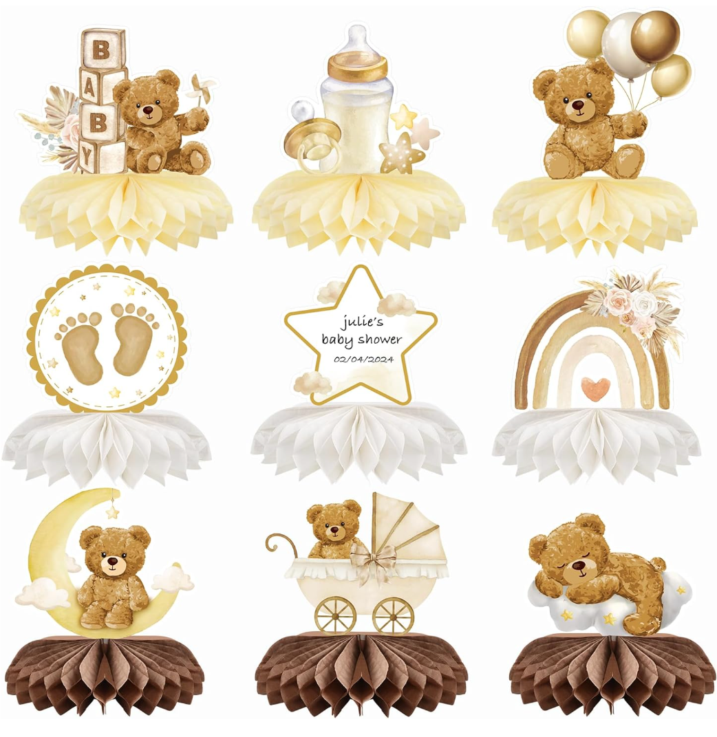 Baby Shower Décorations de table ourson 9pcs