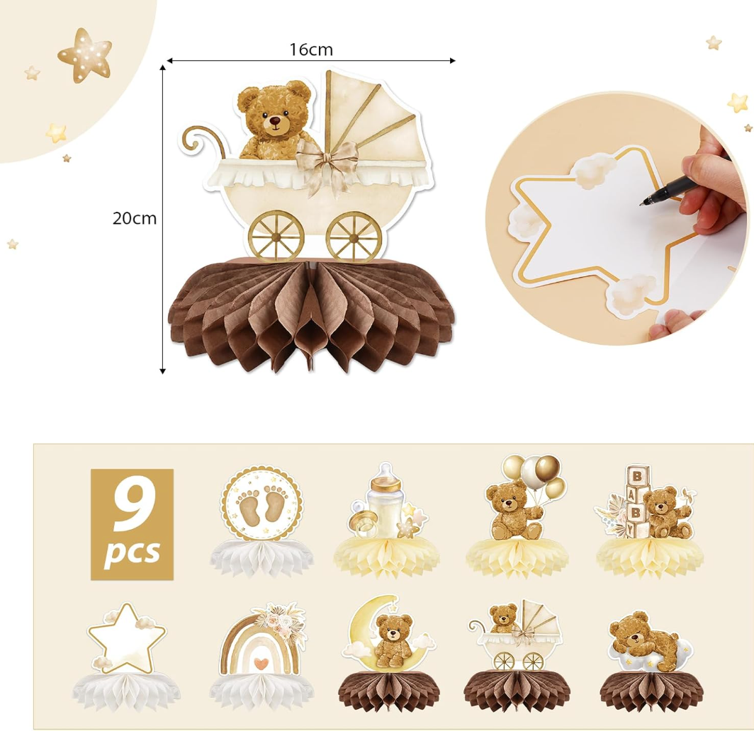 Baby Shower Décorations de table ourson 9pcs