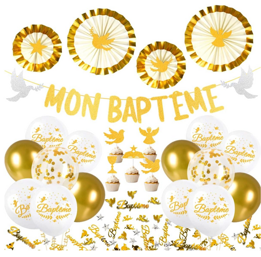 Décorations et ballons baptême