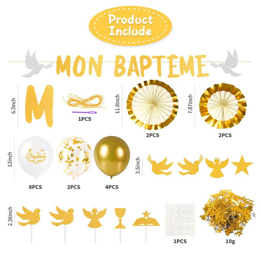 Décorations et ballons baptême
