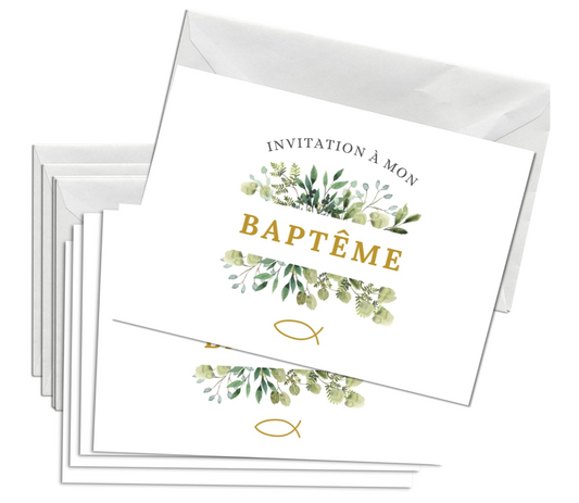 Invitations baptême 12x cartes avec enveloppes
