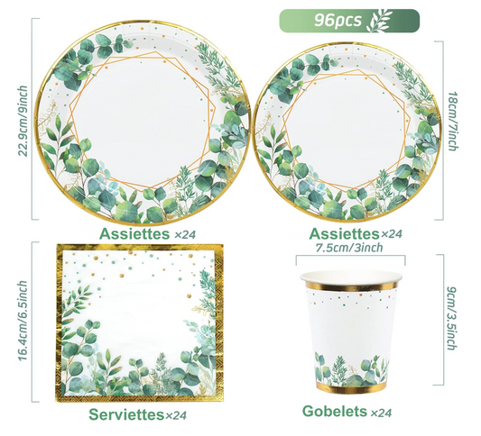 Gold Leaf Party Tableware Kit