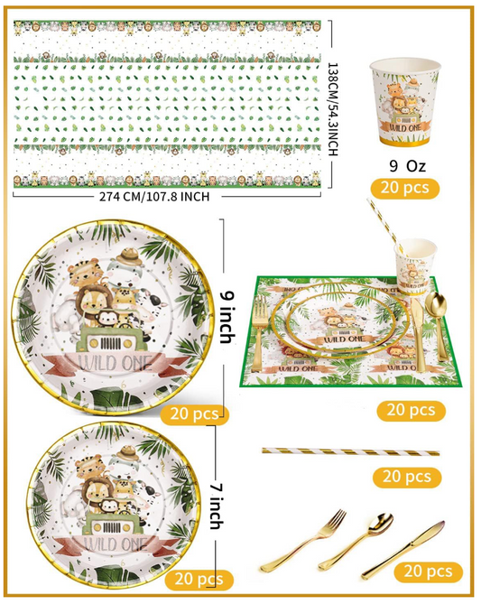 Jungle Safari Party Tableware Kit