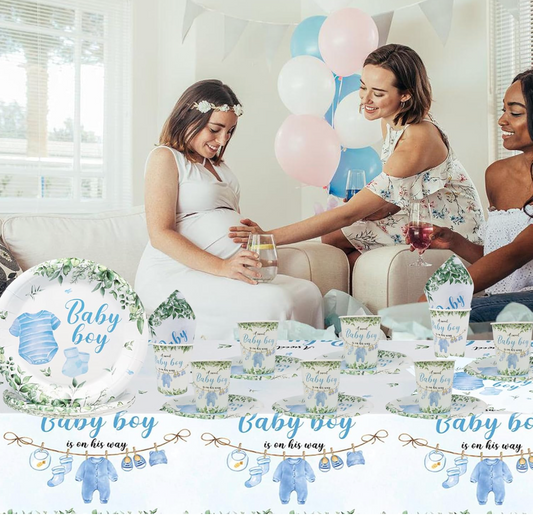 Baby boy party tableware kit