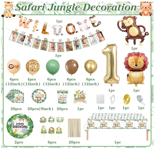 Safari Animal Birthday Decorations Kit