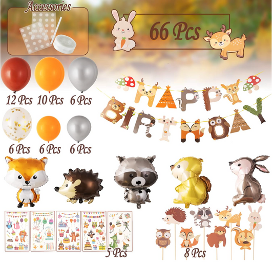Orange Animal Birthday Decoration Kit