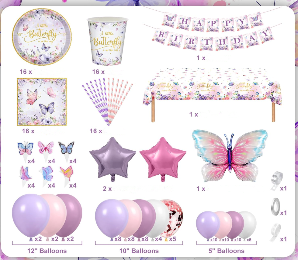 Butterfly birthday decoration kit