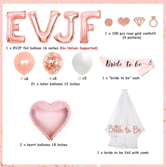 Bachelorette party accessories and balloons