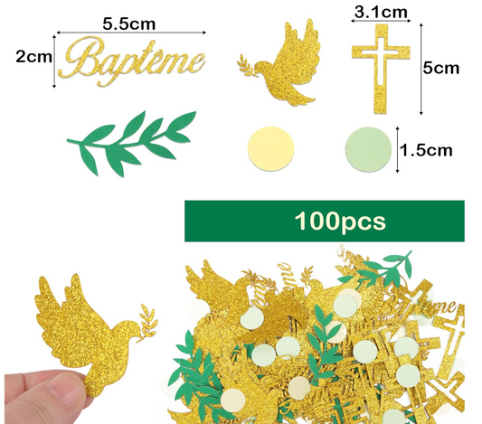 100pcs Confettis Baptême