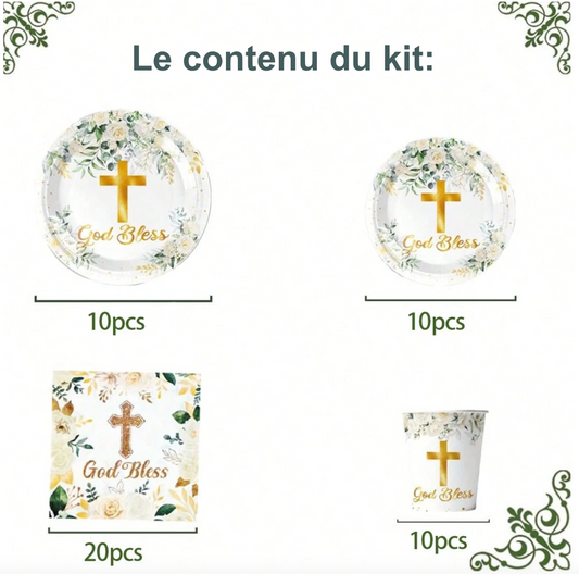 Set de vaisselle baptême