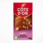 Côte d'or chocolat au lait aux raisins et noisettes entières